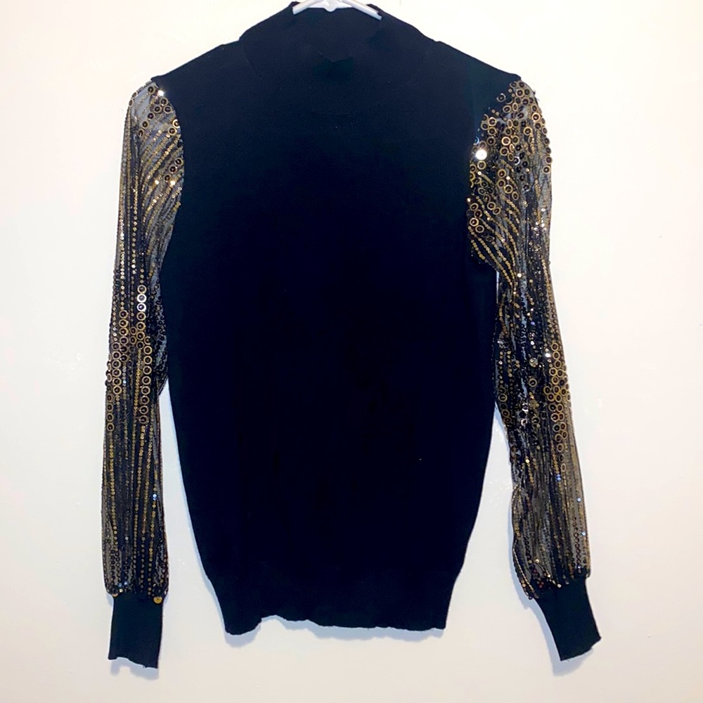 Small Catherine Malandrino Sweater With Sequins See-Through Long Sleeve